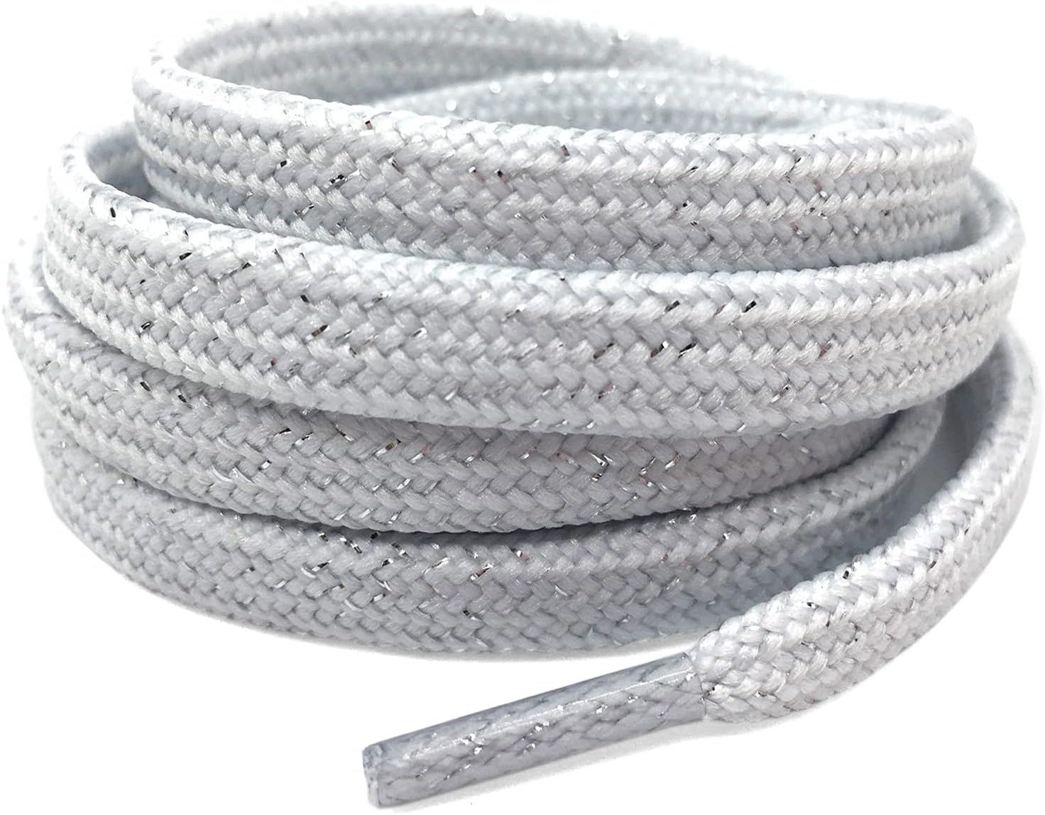Thick lat Shoelaces Gold Silver Silk Tightly Woven Shoe Laces 2 Pair