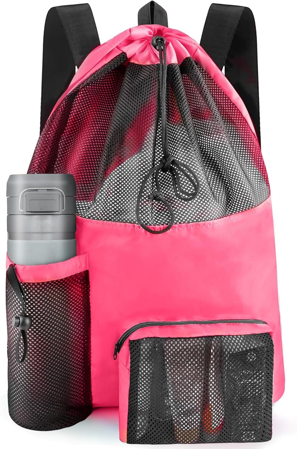 Mesh Swim Bag Beach Drawstring Backpack, Waterproo Gym Bags or Women and Men, Large Pool Bag Swimming Gear or Swimmers