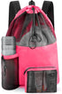 Mesh Swim Bag Beach Drawstring Backpack, Waterproo Gym Bags or Women and Men, Large Pool Bag Swimming Gear or Swimmers
