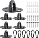 Biaungdo 6 Pcs Stainless Steel Ceiling Hooks, Black 1.54" x 1.06" Pad Eyes Plate Marine Hardware Ceiling Hooks with Screws & Expansion Tube