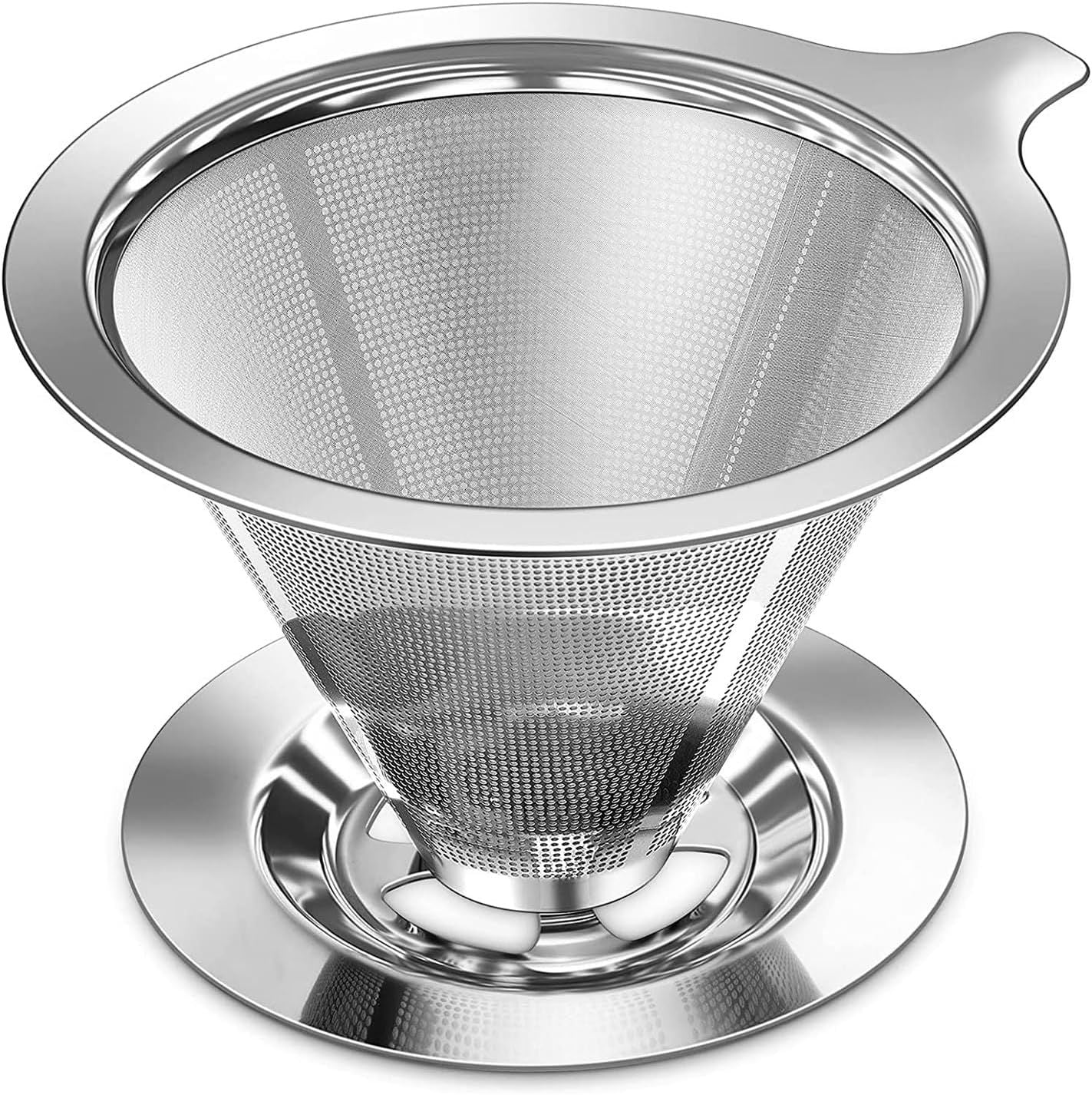 Pour Over Coee Dripper, Slow Drip Paperless Coee ilter, Pour Over Coee Maker or 1-2Cups Brew, Double Mesh Design o Manual Reusable Cone ilter