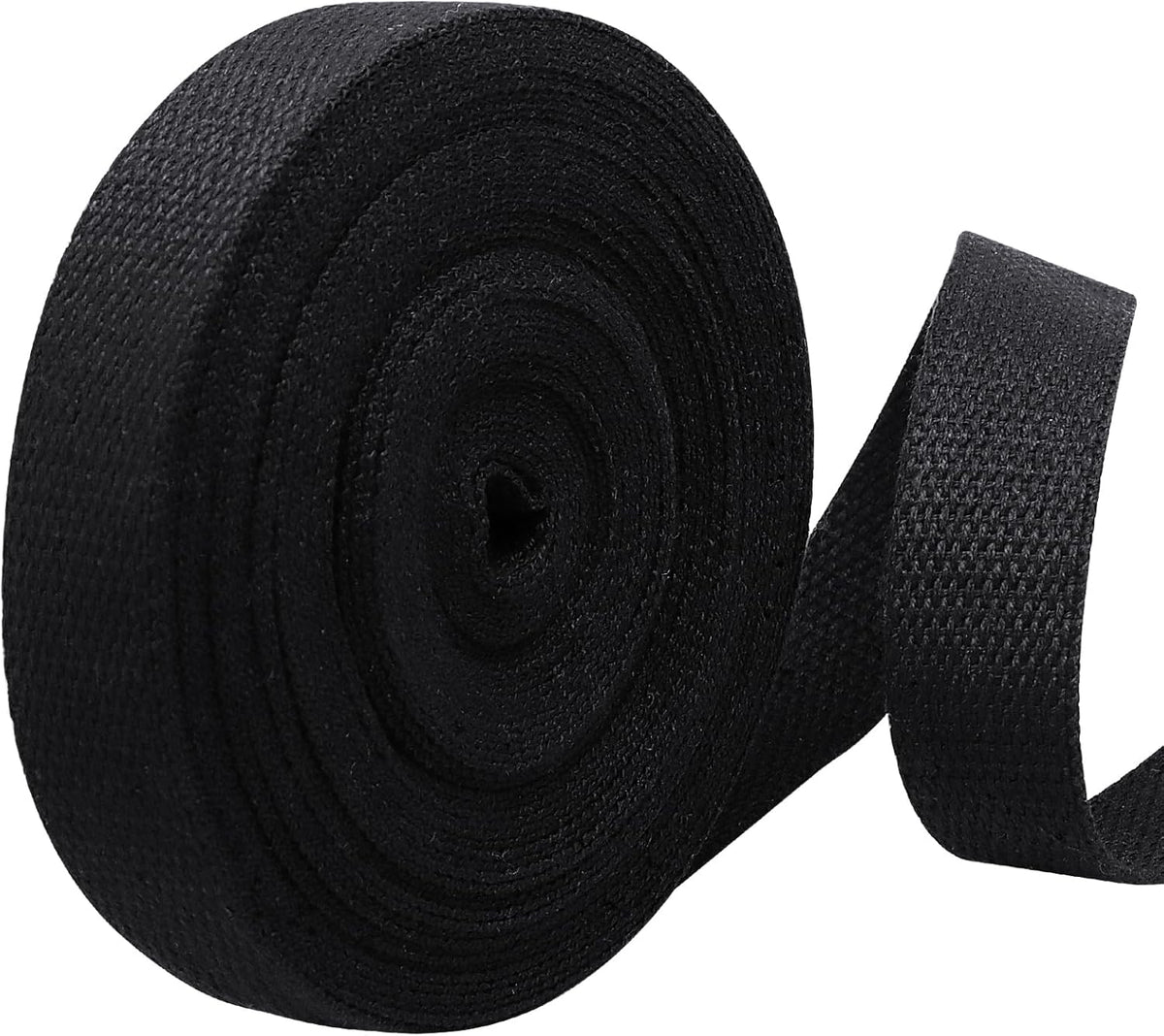 Biaungdo 1 Inch 12 Yards Cotton Webbing Straps, Black Polyester Weave Webbing for Bags Handles, Tote Bag, Purse Straps, Cloth Belt, Sewing DIY Crafts Bags Making