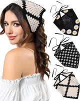 Crochet Head Scar Hair Bandanas Women Knit Bandana Headband Scar Tie-Back Head Coverings loral Headscar or Girls