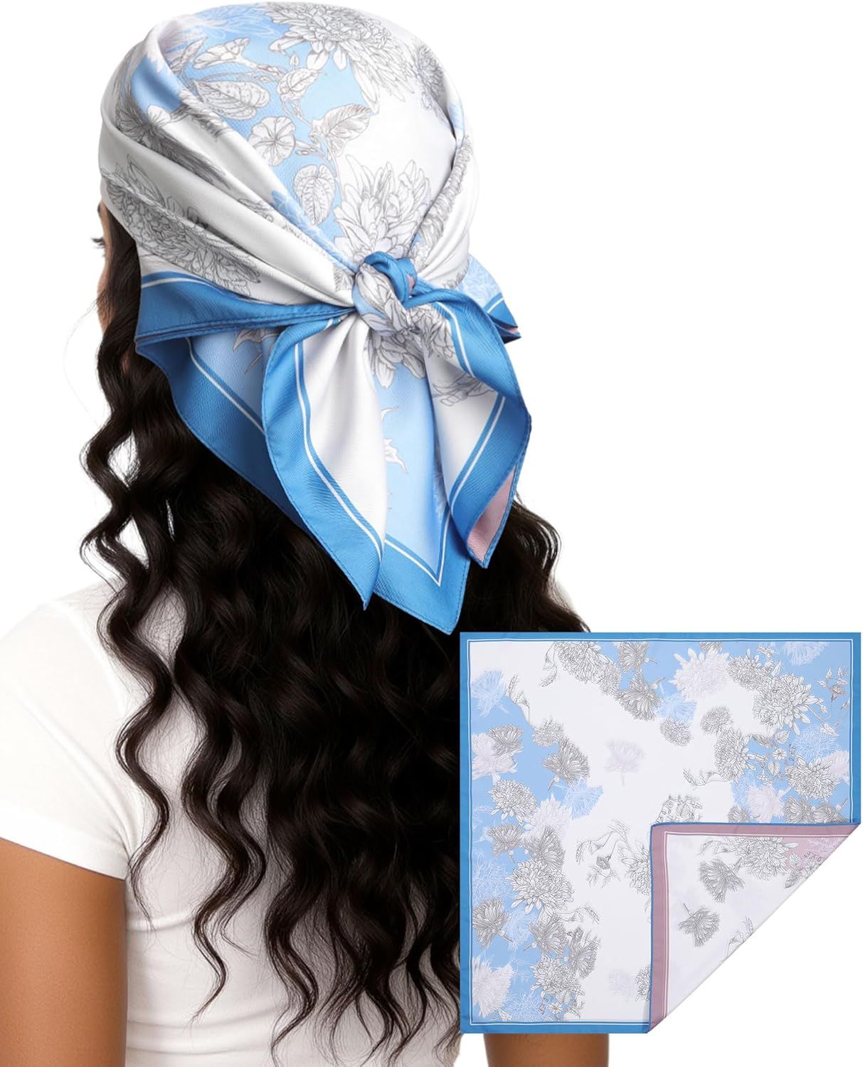 27.5” Head Scar or Women - Reversible Like Silk Scar Satin Hair Bandanas Women Headscar Head Wrap Sleep Scar Neck