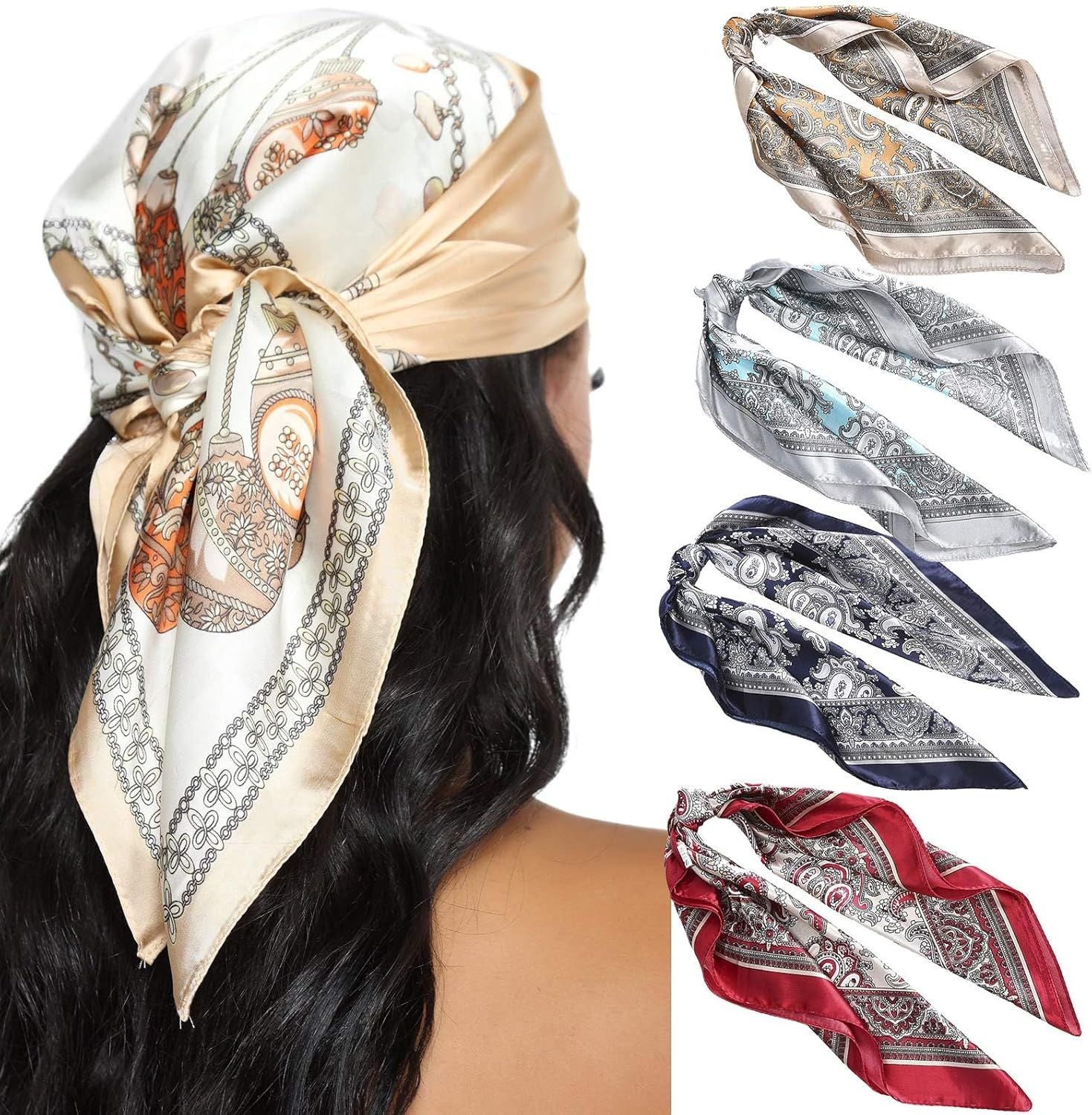 23” Satin Bandanas or Women Head Scar Like Silk Scar or Hair Scar Satin Neck Scar Silk Hair Bandana Headscar