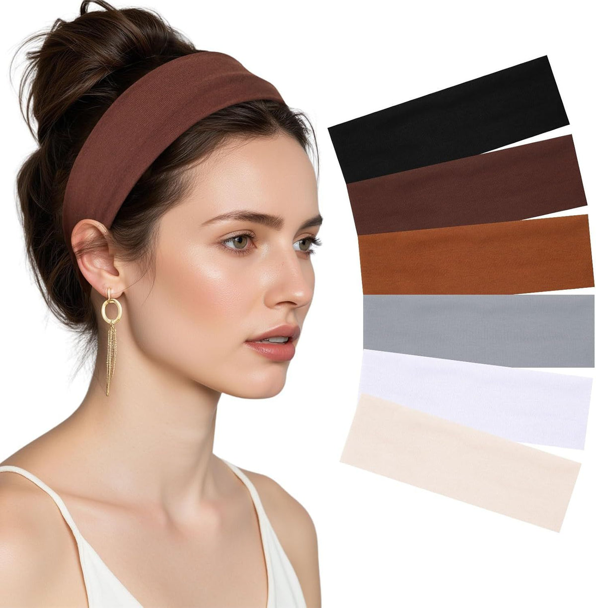 6Pcs Wide Headbands or Women Non Slip Sot Elastic Hair Bands or Women's Hair or Workout Sports