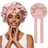 Satin Hair Bonnet with Wide Band Silk Sleeping Bonnets Hair Wrap or Women Girls Night Cap with Tie Band Satin Bonnet (Light Pink)