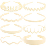 Plastic Matte Zig Zag Headbands or Women, Non Slip with Teeth, 8 Pack (Cream, One size)