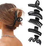 5PCS Large Claw Hair Clips or Thick Hair Big Banana Hair Clips or Women Nonslip Strong Hold Hair Claw Clip (Matte Black)
