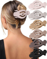 6Pcs Upgrade Large lat Hair Claw Clips or Women Girls, 5" Non-slip Duckbill Hair Clips or Long, Thick, Thin Hair, Comortable or Driving & Lying Down (Matte (Neutral))