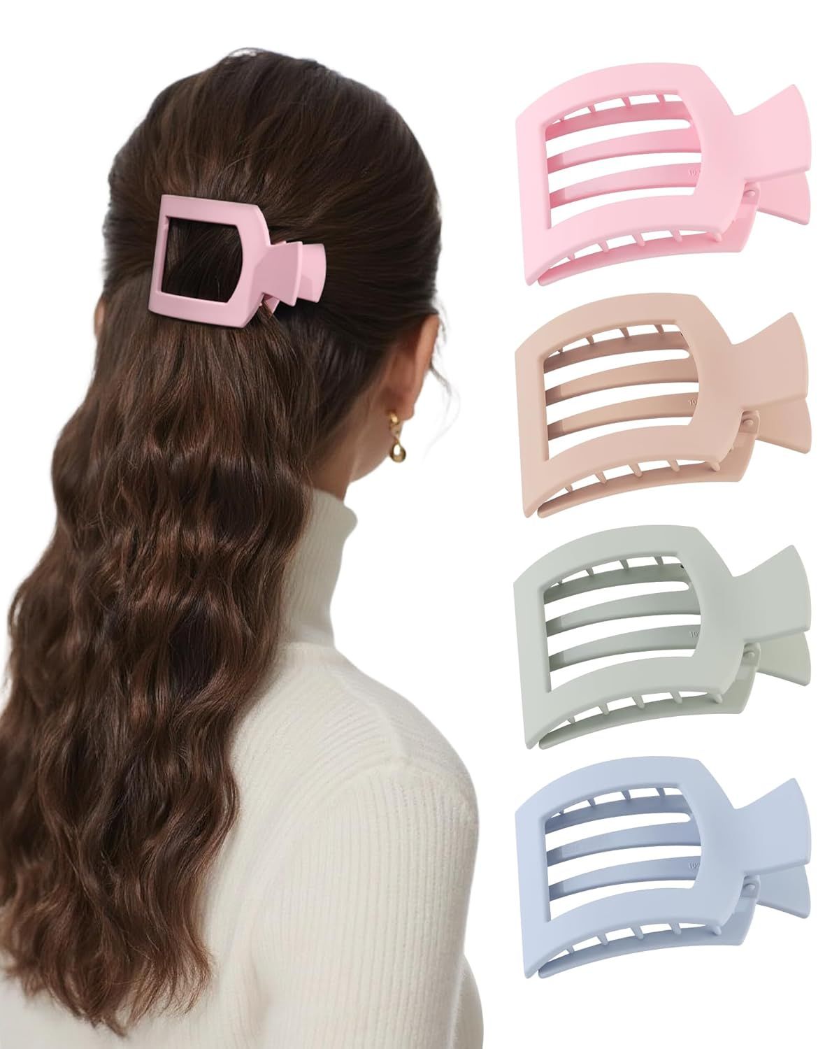 lat Hair Clips or Women Lay lat Claw Clip or Hair 4Pcs Large Square Hair Claw Clips