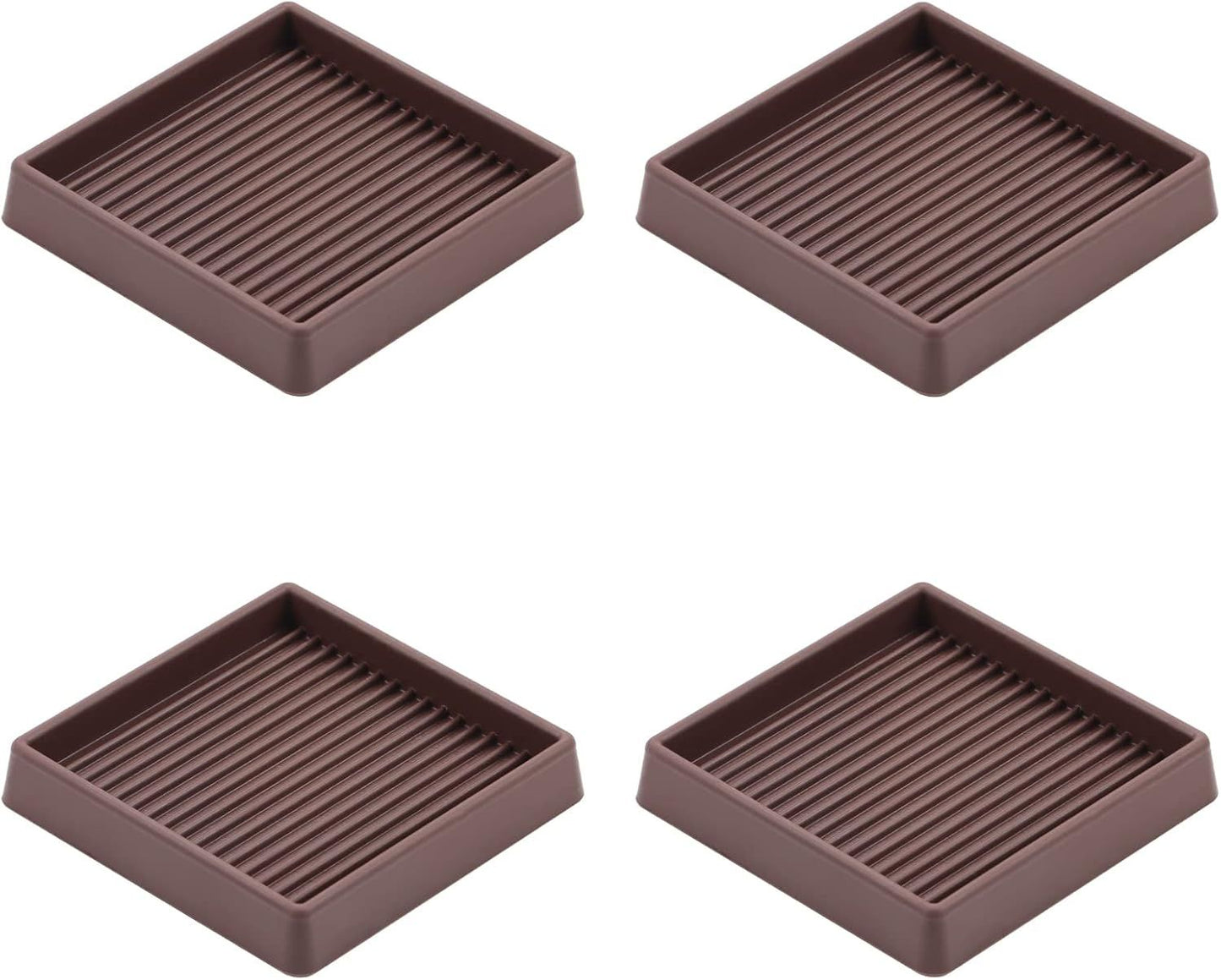 3X3 Rubber Caster Cups, Non Slip urniture Pads, Anti-Slip urniture Gripper, Anti Skid urnitures eet, Anti Slide loor Protector or Bed Couch Stoppers (Brown, 4 Pack)