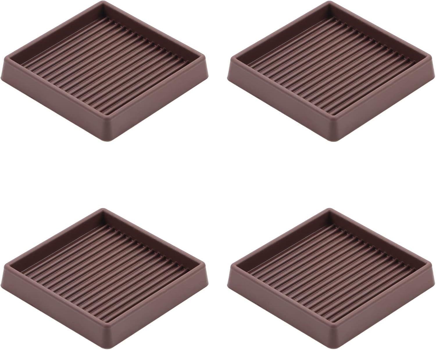 3X3 Rubber Caster Cups, Non Slip urniture Pads, Anti-Slip urniture Gripper, Anti Skid urnitures eet, Anti Slide loor Protector or Bed Couch Stoppers (Brown, 4 Pack)