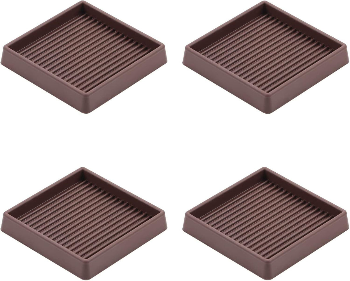 3X3 Rubber Caster Cups, Non Slip urniture Pads, Anti-Slip urniture Gripper, Anti Skid urnitures eet, Anti Slide loor Protector or Bed Couch Stoppers (Brown, 4 Pack)