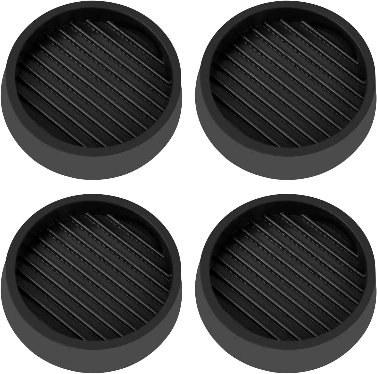 2X2 Round Rubber Caster Cups, Non Slip urniture Pads, Anti-Slip Gripper, Anti Skid urniture eet, Anti Slide loor Protector or Bed Couch Table Chair Stoppers - (Black, 4 Pack)