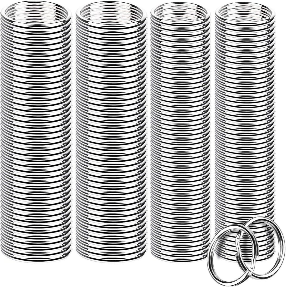 200 Pieces Split Key Rings Bulk or Keychain Key and Art Crats(25 mm /0.98 inch 100pcs ，28 mm /1.1 inch 100pcs)