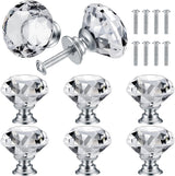 8 Pcs Crystal Cabinet Knobs, Decorative Diamond Shape Crystal Glass Dresser Knobs or Dresser Drawers Cupboard Wardrobe urniture Cabinet Pulls Handles Kitchen Bathroom Bedroom Knob(Silver, 30mm)