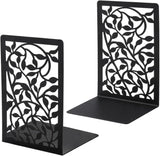 Black metal bookends shaped like hollow trees.
