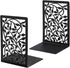 Black metal bookends shaped like hollow trees.