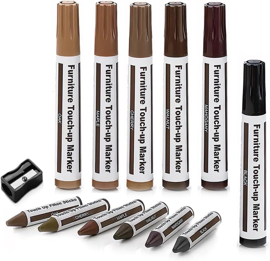 Wooden urniture loor Scratch Repair Markers and Wax Sticks or Stains, Scratches, Wood loors, Tables, Desks, Carpenters, Bedposts, Touch Ups, and Cover Ups (Set o 13)