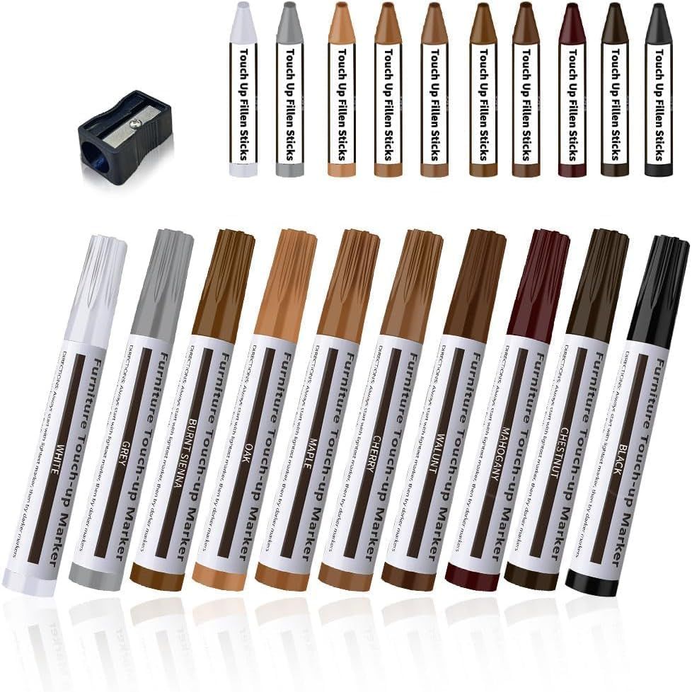 Repair Pen Wooden urniture loor Scratch Repair Markers and Wax Sticks Set o 21 or Stains, Scratches, Wood loors, Tables, Desks, Carpenters, Bedposts, Touch Ups, and Cover Ups
