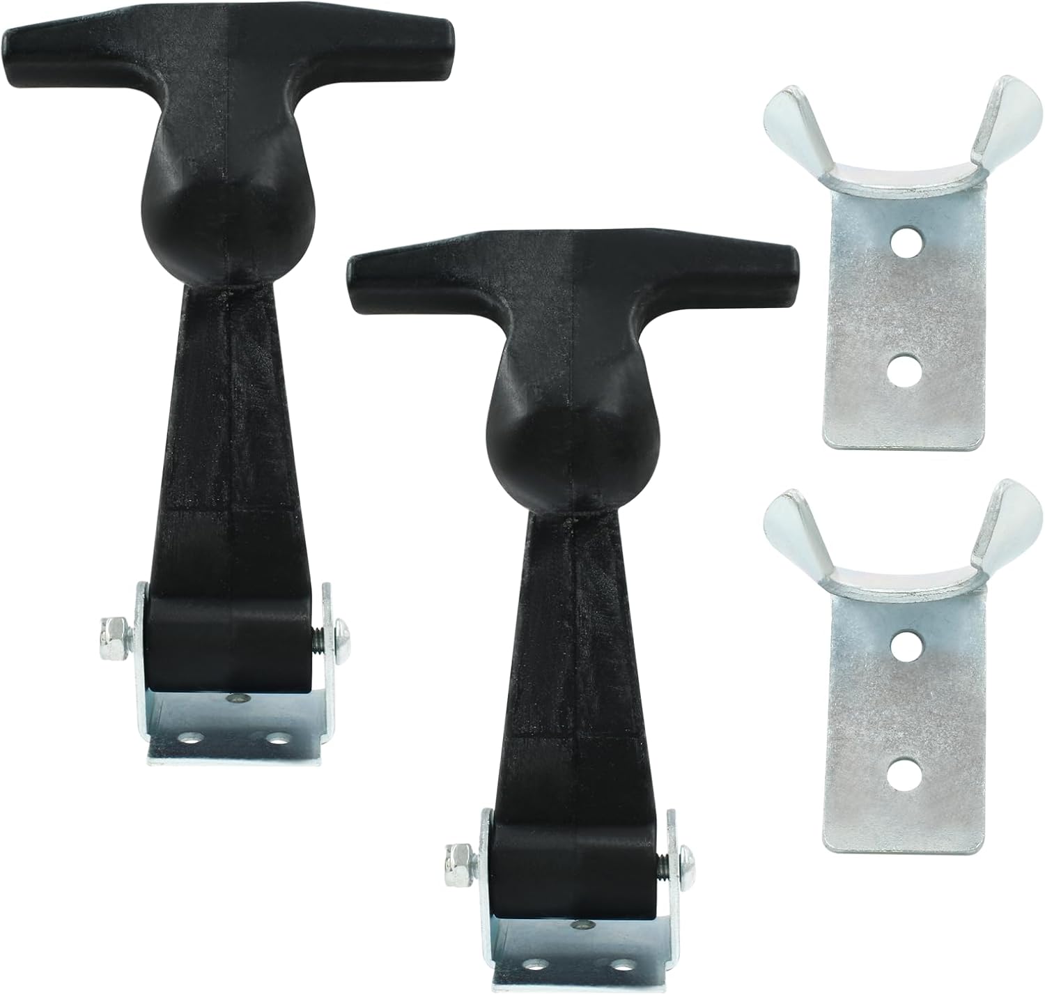 Biaungdo 2 Pcs Rubber Flexible Hood Catch, Black T-Handle Draw Latches with Brackets Stainless Steel T-Handle Hasp for Hood/Tool Box/Vehicle Engine
