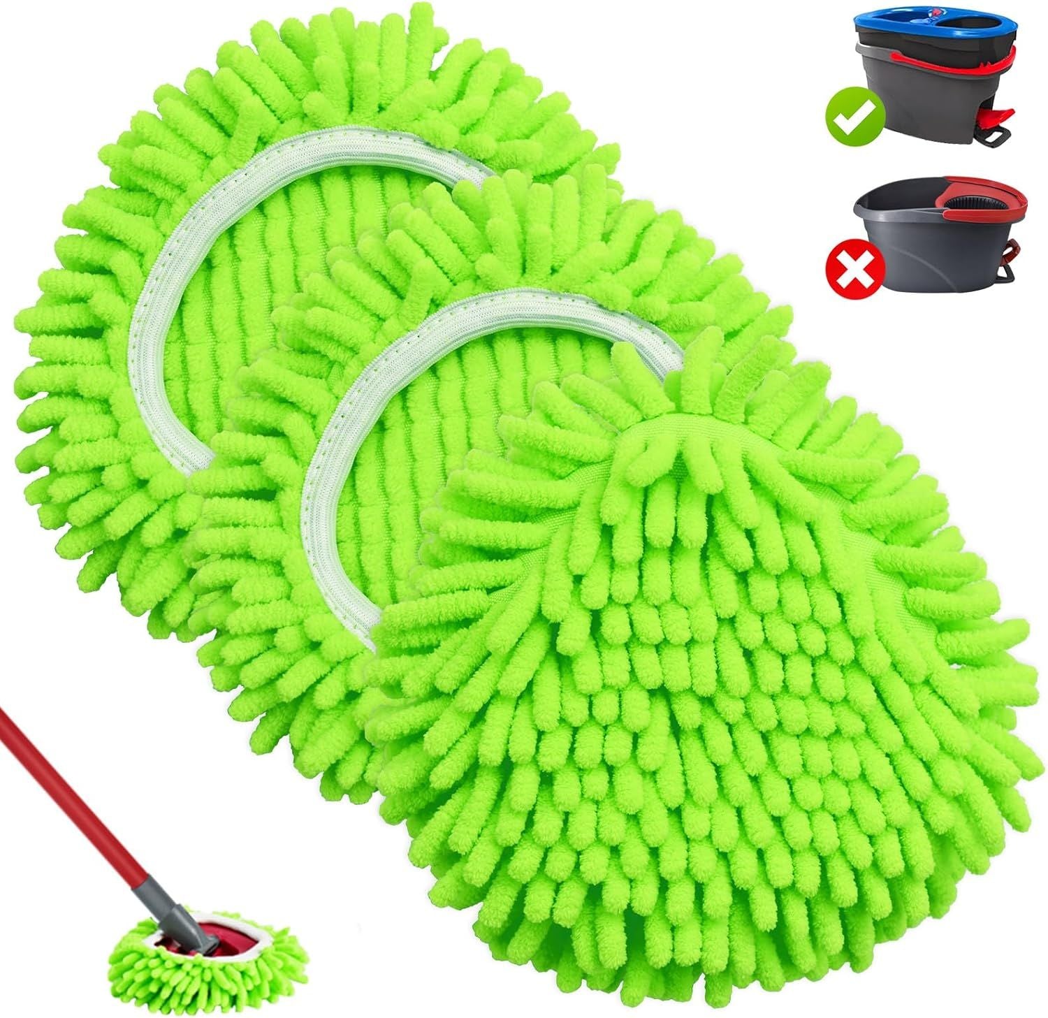Mop Heads Replacements, 3 Pack Spin Mop Reill Replace Head or O Cedar RinseClean 2 Tank System, Microiber & Chenille, Machine Washable and Sae or Cleaning All Hard-suraced loors