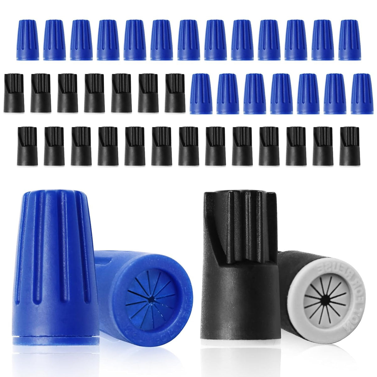 Biaungdo 40 Pcs Black and Blue Waterproof Wire Electrical Connectors, Outdoor Seal Twist Nuts Caps Cable Terminal Electrical Connectors for Outdoor Landscape Light, Irrigation Valves