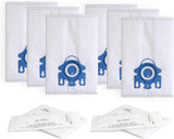 Replacement GN Vacuum Cleaner Bags Compatible with Miele Classic C1,Complete C2, Complete C3, S227/S240, S270,S400,S2,S5,S8 Series Canister Vacuum Cleaner (6 Pack Dust Bags + 2 Set ilters)