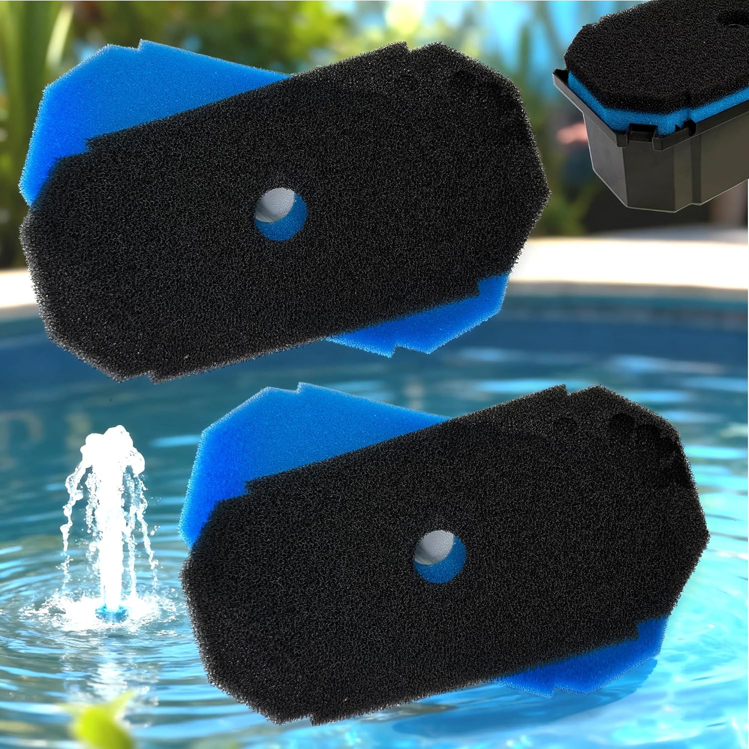 Replacement Pond Filter Pads for POPOSOAP Koi Pond Filters - Coarse and Fine Pond Filter Media for Biling Pond Filter Box, Sponge Filters Replacement for Fish Ponds