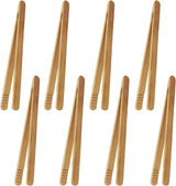 7 Inch Bamboo Kitchen Utensil Tongs, Reusable Bamboo Toast Tongs for Toast, Kimchi, Fruit and Tea, 8 Pcs.