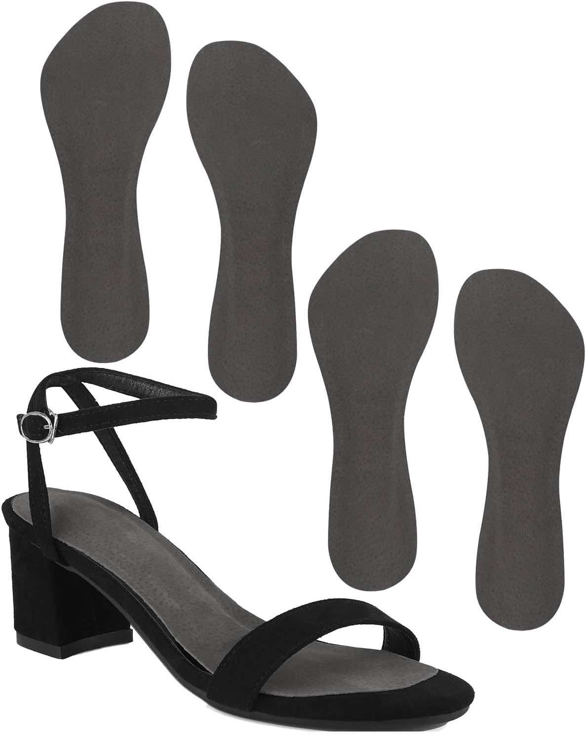 2 Pairs Pigskin High Heel Cushion Inserts, Anti-Slip Shoe Inserts for Dress Shoes Pain Relief, Adhesive Arch Support Sandal Insoles, Leather Cushioning Heel Insoles, Women M 7.5-9
