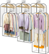 LANDNEOO 6 Pack Clear Garment Bags for Hanging Clothes with Zippers on Double Sides - 10'' Clothes Storage for Coat, Dress, and Fur in Closet - 32&40&60" Long Suit Bags