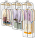 LANDNEOO 6 Pack Clear Garment Bags for Hanging Clothes with Zippers on Double Sides - 10&
