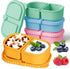 YQL 4 Pack Silicone Snack Containers with Leakproof Lids, Double-Compartment Bento Boxes for Kids & Adults, Reusable Food Storage for Snacks, Sauces, Lunch, Travel, and Meal Prep
