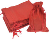 50Pcs Burlap Gift Bags 5 x 7 Inch, Red Linen Drawstring Christmas Candy Bags, Jute Sacks Jewelry Pouches Wedding Party Favor Bags