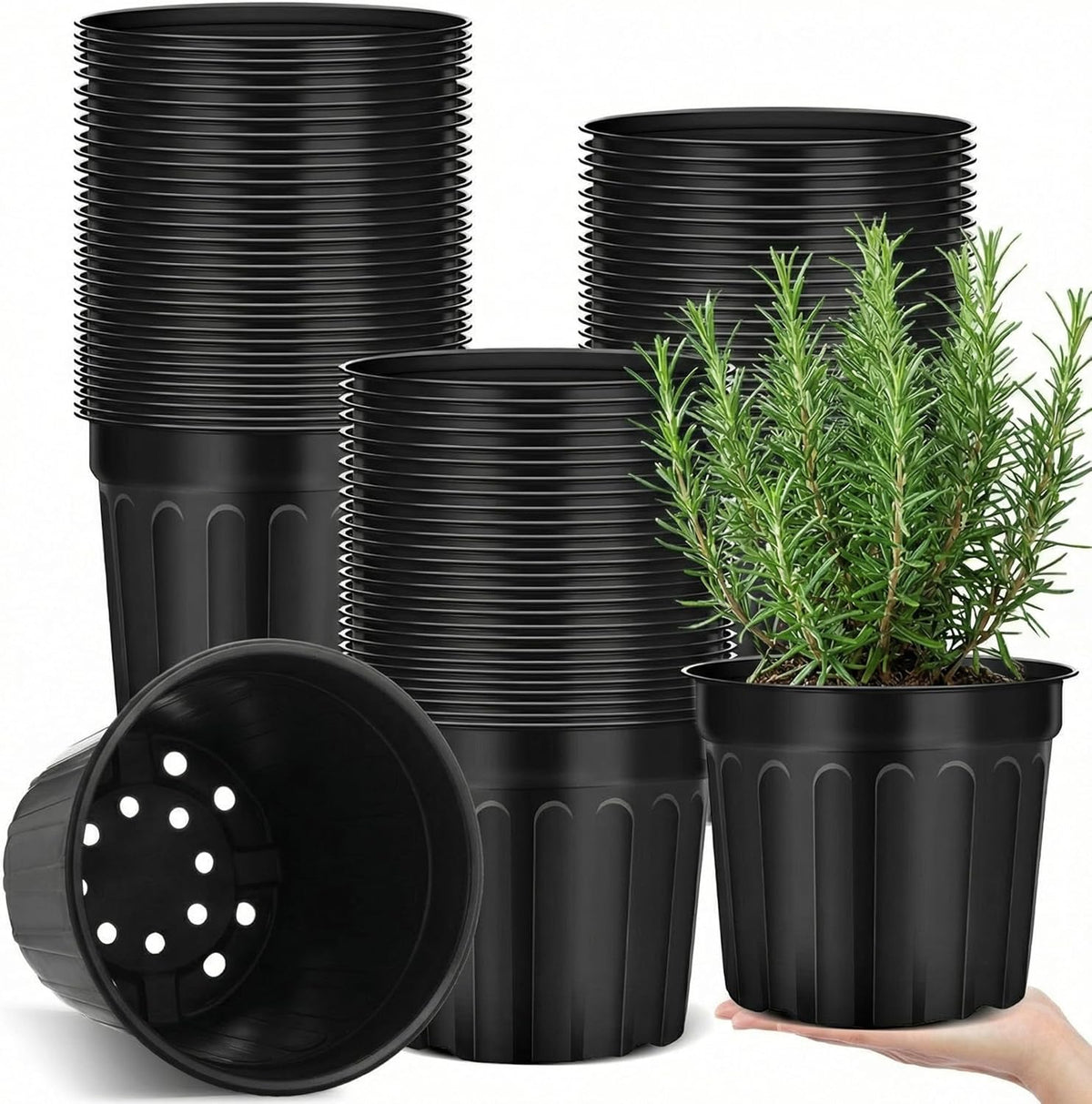 30 Pcs 3 Gallon Plant Nursery Pots Bulk Flexible Plastic Pots for Plants Thickened Soft Seed Starting Container with Drainage Hole Garden Pot Flower Container for Succulents Seedlings