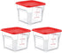 3 Sets 6 Qt Square Food Storage Containers with Lids Dough Proofing Bucket Commercial Polycarbonate Containers with Scale Clear Airtight Cereal for Pantry Home Restaurant (Red)