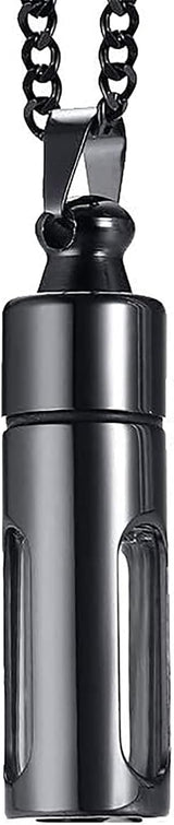 Portable Stainless Steel Glass Container Tube Urn Keepsake Cremation Ashes Memorial Pendant for Men Women