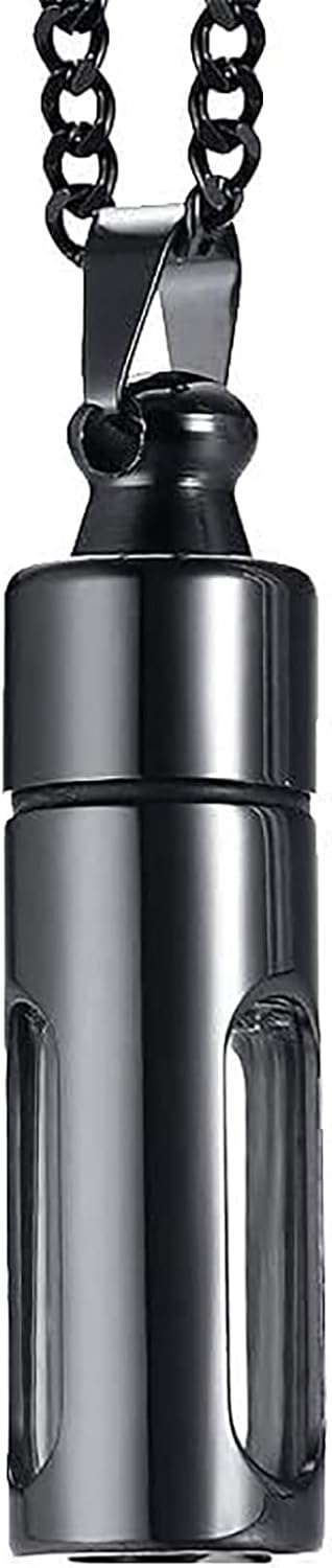 Portable Stainless Steel Glass Container Tube Urn Keepsake Cremation Ashes Memorial Pendant for Men Women