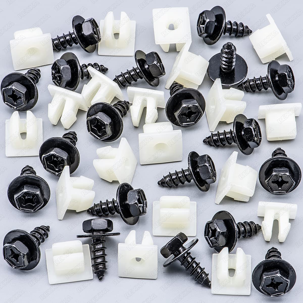 Rexka 20 Sets Bumper Cover Splash Shield Mud Guard Screw Bolt & Nylon Screw Grommet Nuts for Toyota Lexus 90159-60498 RAV4 Avalon Camry Highlander Prius ES300h GS350