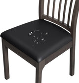 FORCHEER Waterproof PU Leather Chair Seat Covers Set of 4 Black Stretch Dining Room Chair seat Covers Kitchen Chair Seat Slipcovers 18inch Removable Washable