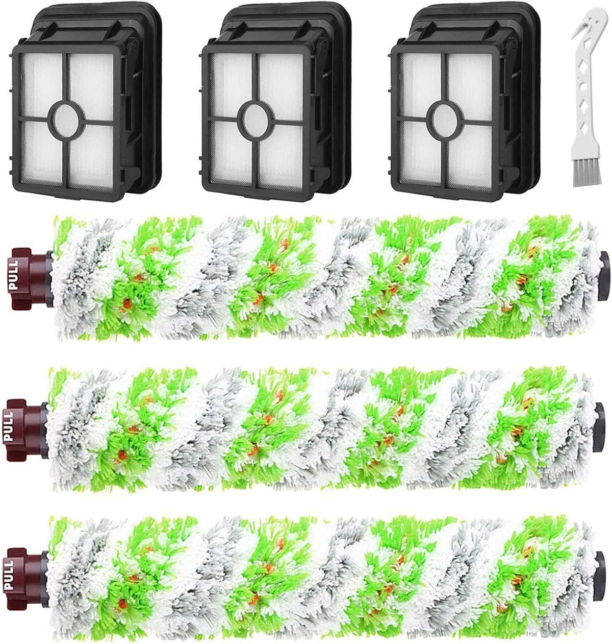 6 Pack Replacement Parts or bissell CrossWave Pet Pro 2306A & CrossWave 1785 Series 3888A Vacuum Cleaner, 3 Pack 2460 Brush Rolls,3 Pack 1866 ilters,Compare to Part 1613568&161-3568,1608684