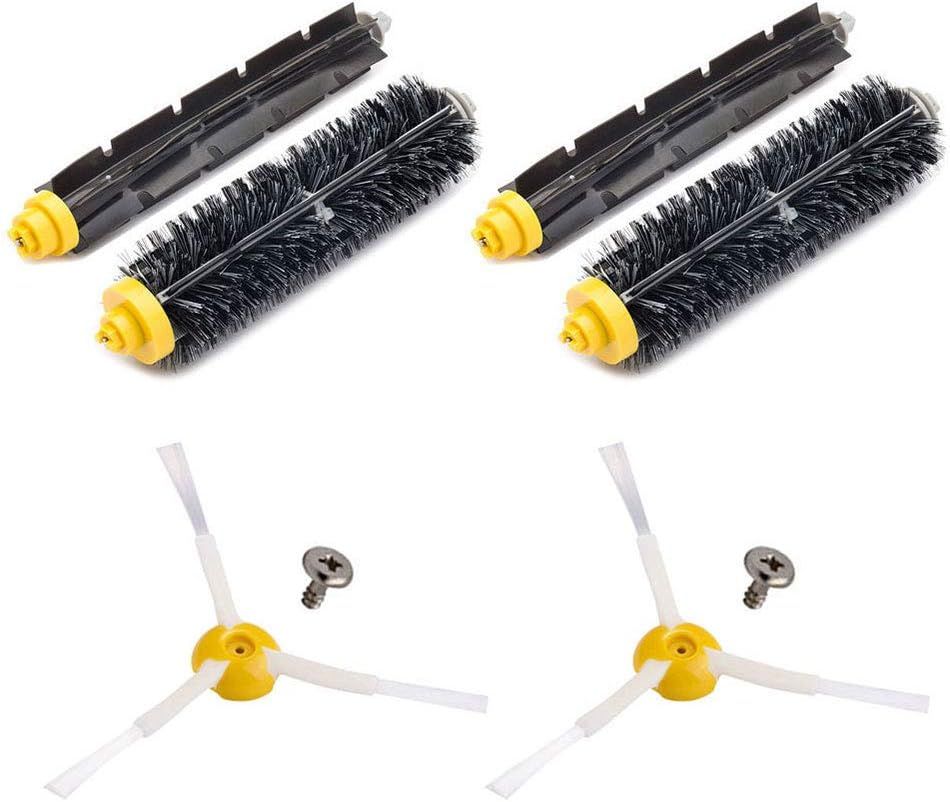 Replacement Brush Compatible with iRobot Roomba 675 677 671 670 665 655 645 694 692 614 Robot Vacuums ONLY, with 2 Bristle and 2 lexible Beater Rollers, 2 Edge Sweeping Brushes, 2 Screws.