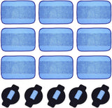 Microiber Washable Wet Mopping Cloths Pads Water Wick Caps Kit Replacement Compatible with iRobot Braava 320 380 381 380T 390 390T Mint 4200 4205 5200 5200C Model, 9 Wet Mops 5 Wick Cap.