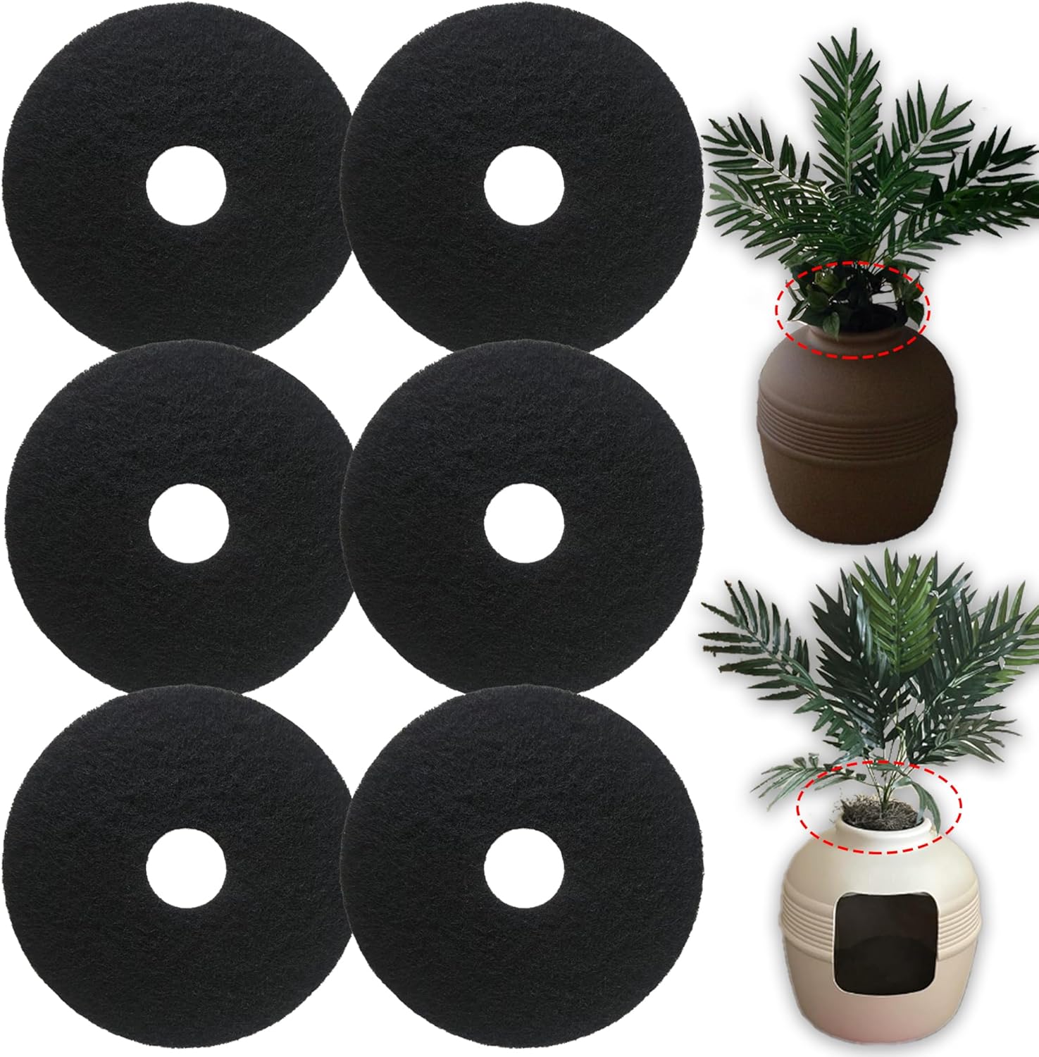 Cat Litter Box Replacement Carbon Charcoal Filters Compatible with Hidden Cat Litter Box（ 6PCS ） - Activated Carbon Charcoal Filters for Cat Litter Box, Absorbing Odor, Keep Home Fresh