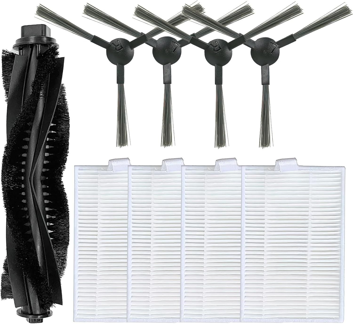 Accessories Kit or iHome AutoVac Eclipse iHRV1 / Eclipse G iHRV2 Robot Vacuum Replacement Parts, 1 Main Roller Brush, 4 Side Brush, 4 Hepa ilter