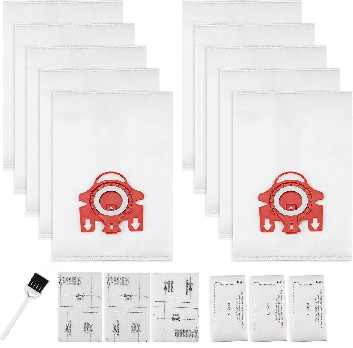 3D Airclean Dust Bags Replacement or Miele JM Vacuum Compact C2 Compact C1 Complete C1 S241 S290 S300i S500 S700 S4 S6 Series (Pack o 10) with 3 Motor Protection ilters 3 Air.Clean ilters