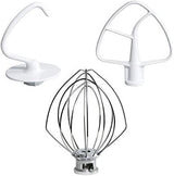 Mixers Accessories K45WW Wire Whip K45DH Dough Hook K45B Coated lat Blade Paddle with Scraper Replacement or Kitchen Tilt-Head Aid Stand Mixer Attachments- Stainless Steel