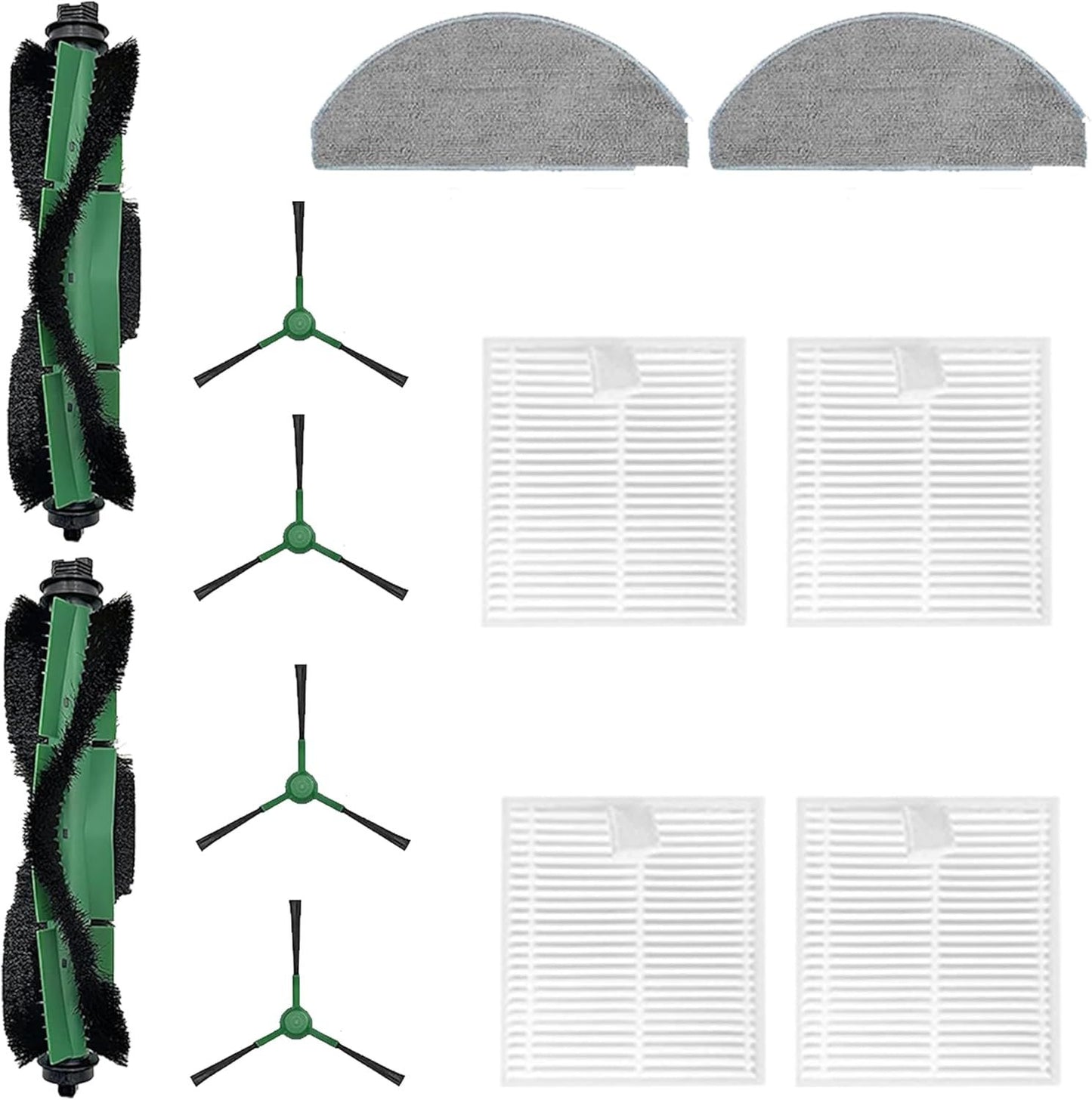 12 Pack Accessories Kit Compatible with iRobot Roomba Essential 100 Series 104 105 Combo Y0140 Y0110 Q011 Q0120 Q0520 Vacuum,1 Roller Brush＆ 4 Side Brushes＆4 ilters & 2 Mopping Pads Replacement Parts
